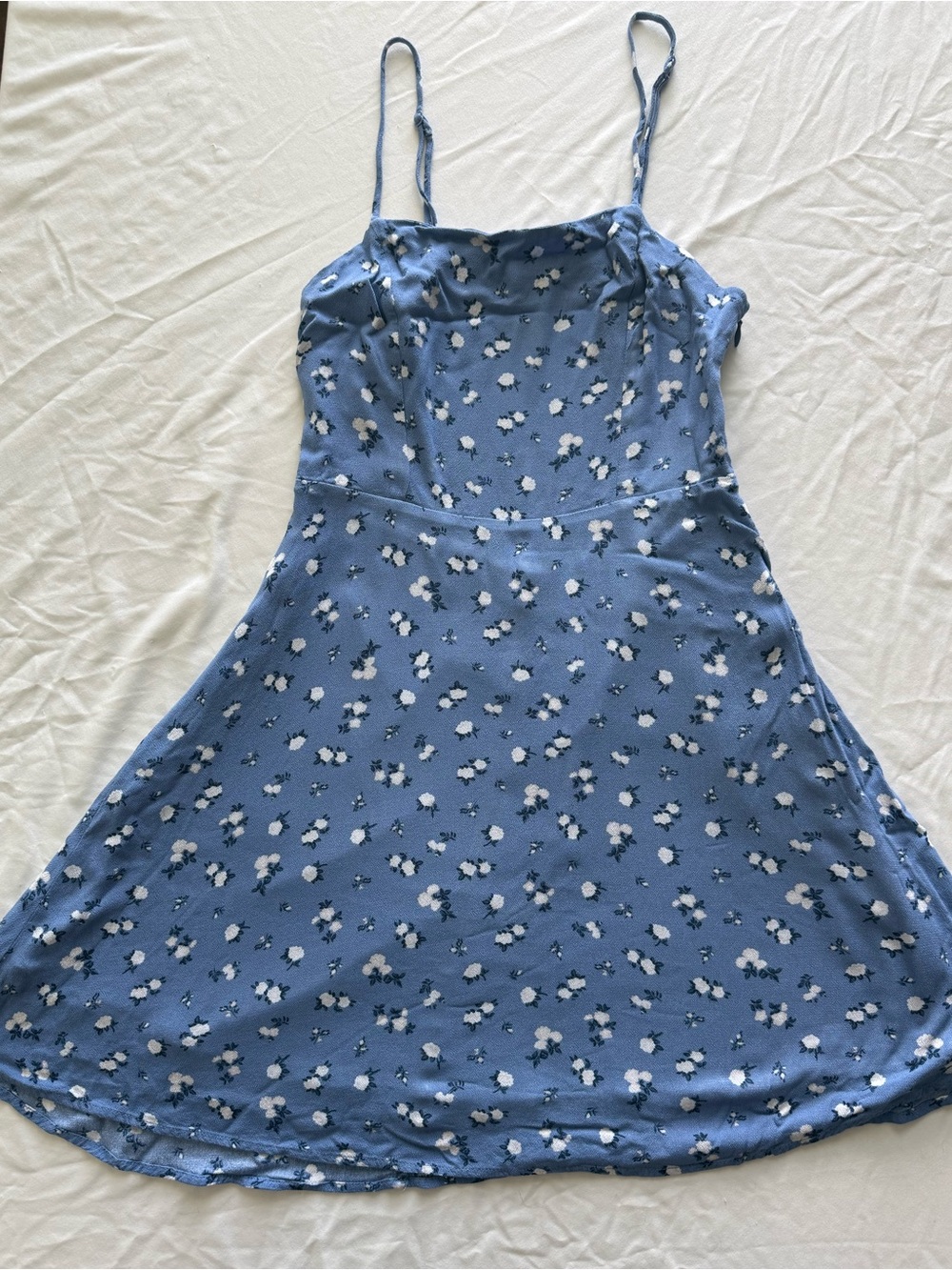 Garage Women’s XS Blue Floral Spaghetti-Strap Dress Open Back Coquette Cottage